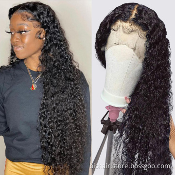 Deep Wave Brazilian hair wig, transparent lace wig T-part curly human hair lace front human hair wig Remy wig, 10 to 28 inches
